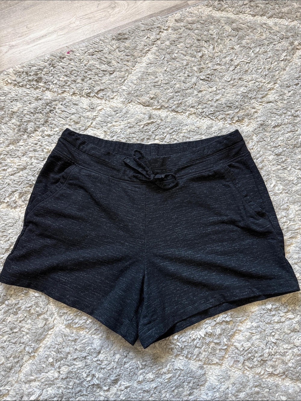 32 Degrees Charcoal Black Athletic Drawstring Knit Shorts